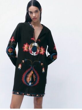 Zara SHORT EMBROIDERED DRESS
